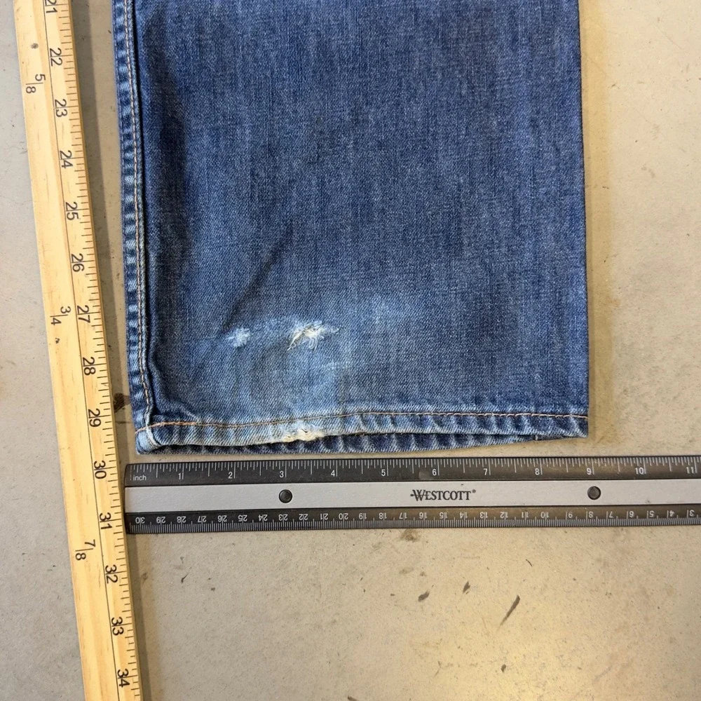 American Eagle Relaxed Straight Jeans Mens 36x30 Blue Denim Distressed Casual